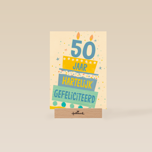 Verjaardagskaart leeftijden 50 jaar taart