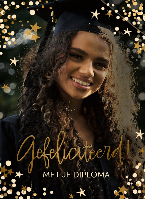 Houten Kaart Diploma | Houten Kaart Hallmark | Diploma | Geslaagd Gefeliciteerd Sparkle Fotokaart