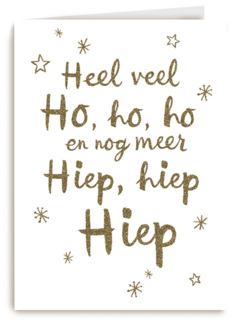 kerstkaart sterren Heel veel ho ho ho en meer hiep hiep hiep