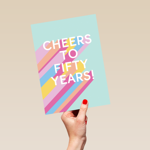 Verjaardagskaart vrouw cheers to fifty years 50