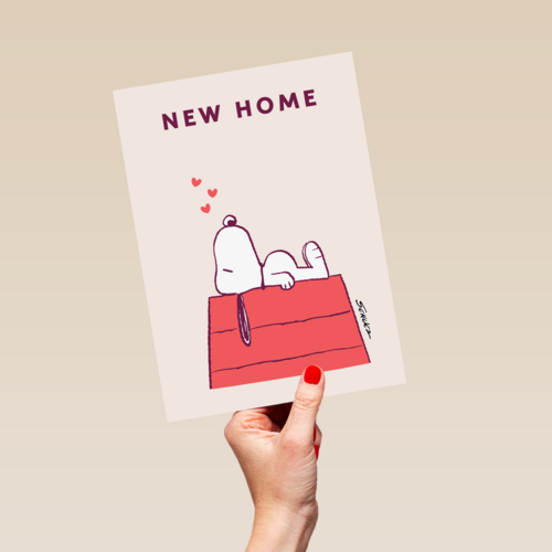 verhuisd kaart snoopy new home