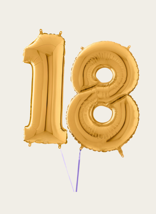 Hallmark Cijferballon 18 Jaar Goud XL |  Cadeau Ballonnen |
