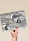 fotokaart hout met twee hartjes
