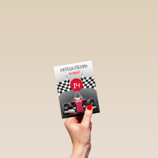 Verjaardagskaart raceauto