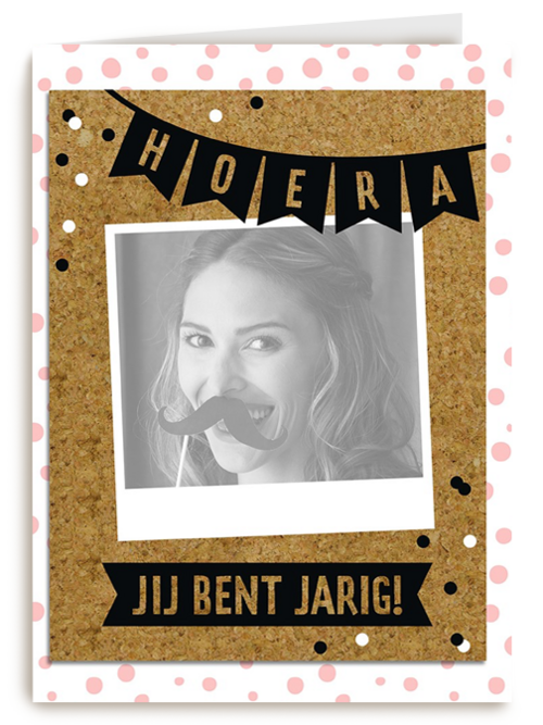 fotokaart staand hoera jij bent jarig