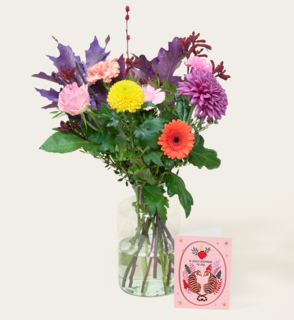 Boeket Bloemen Autumn Purple Met Vaas