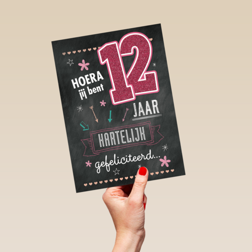 verjaardag leeftijden krijtbord 12