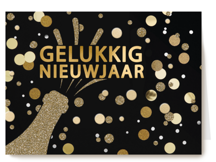gelukkig nieuwjaar met glitterchampagne