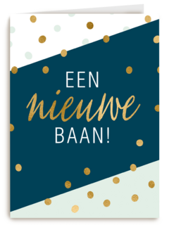 nieuwe baan kaart confetti gouden tekst