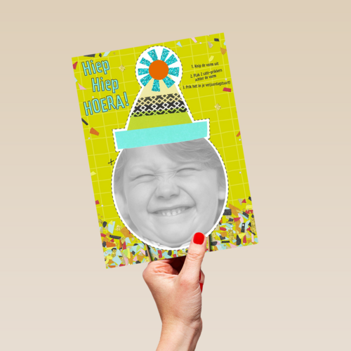 foto kaart verjaardag kids jongen met feestmuts