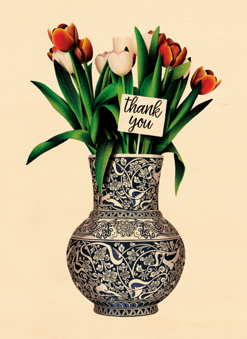 Houten Kaart Vriendschap | Houten Kaart Hallmark | Vriendschap | Bedankt Kaart Folio Vaas Met Bloemen Thank You