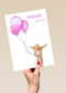 Geboorte Kaart Giraffe Roze