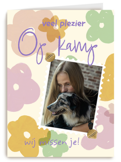 Veel plezier op kamp fotokaart bloemen