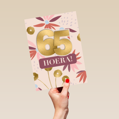 Verjaardagskaart bloemen 65 hoera
