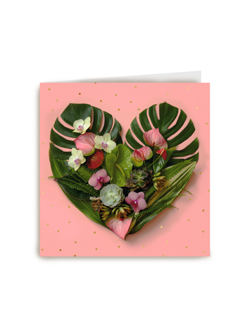 Blanco kaart roze hart bloem