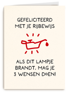 Rijbewijs kaart grappig als dit lampje brandt..