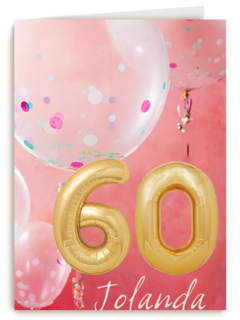 verjaardag kaart 60 leeftijden vrouw ballon