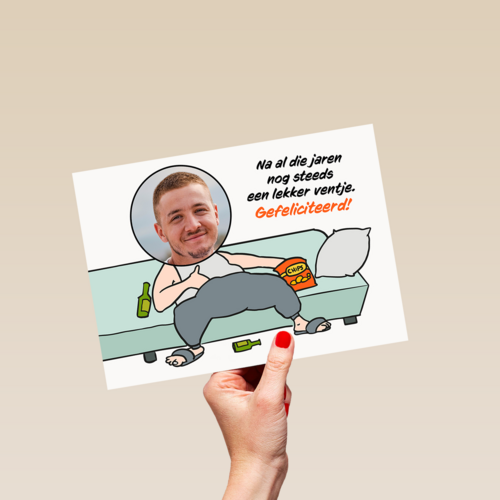 Verjaardagskaart foto man grappig