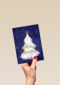 Kerstkaart witte kerstboom