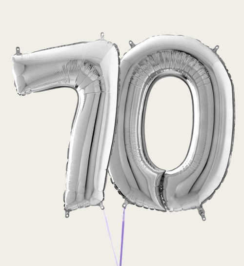 Cijferballon 70 Jaar Zilver XL