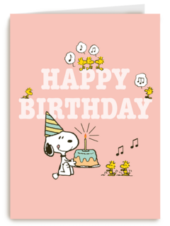 Snoopy verjaardagskaart roze