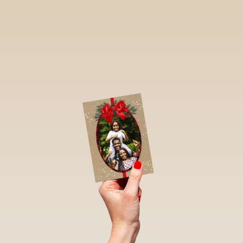 Kerstkaart klassiek fotokader strik