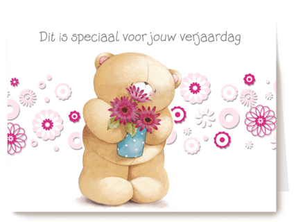 beer met vaas bloemen