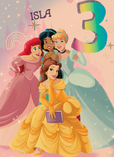 Disney prinsessenkaart verjaardag 3 jaar