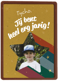 Verjaardagskaart kind heel erg jarig ster