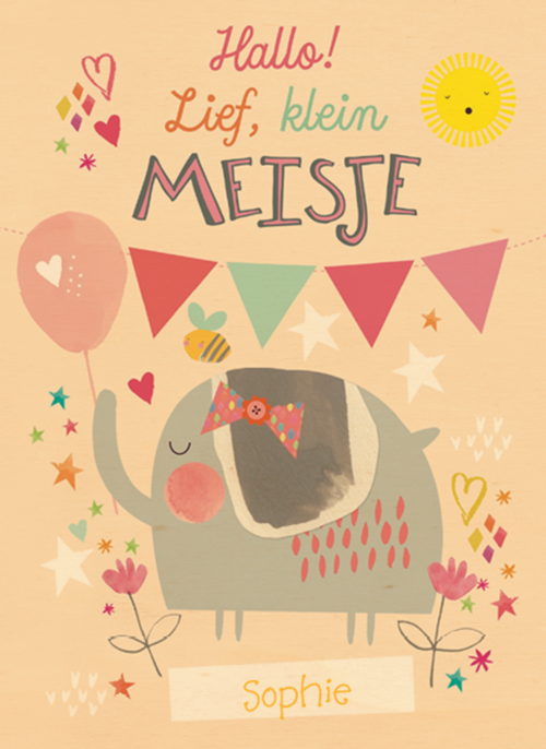 Houten Kaart Geboorte Felicitatie | Houten Kaart Hallmark | Geboorte Felicitatie | Baby Dochter Hallo Lief Klein Meisje