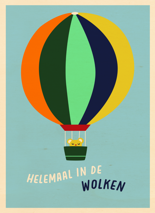 Houten Kaart Geboorte Felicitatie | Houten Kaart Hallmark | Geboorte Felicitatie | Geboorte Felicitatie Helemaal In De Wolken