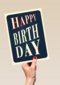 Verjaardagskaart happy birthday blauw