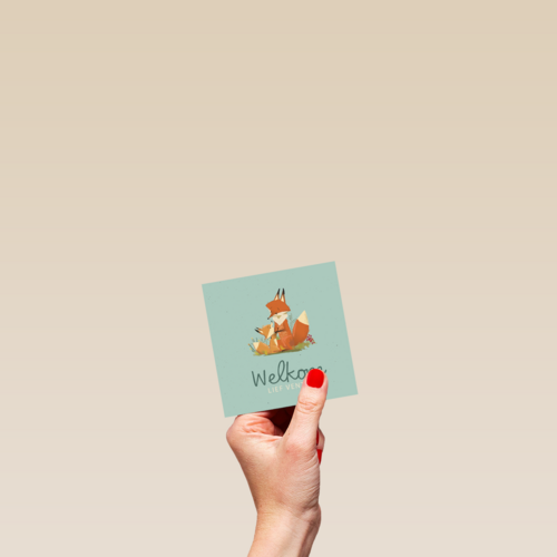 Geboorte felicitatie met vos Welkom lief ventje